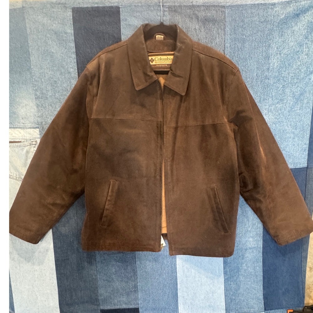 Vintage Columbia Sportswear Brown Leather Jacket Mens‎ XL 1990s 2000s Full Zip